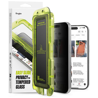 Folie de protectie Ecran Privacy Ringke Easy Slide pentru Apple iPhone 18 Pro Max, Sticla Securizata, Full Glue, Set 2 bucati