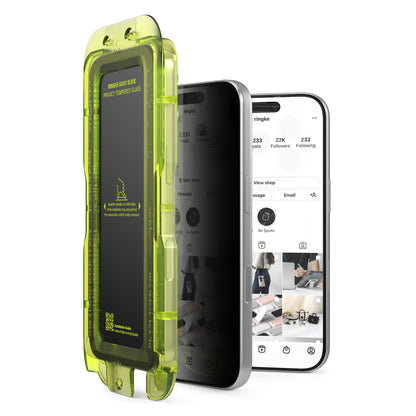 Folie de protectie Ecran Privacy Ringke Easy Slide pentru Apple iPhone 18 Pro Max, Sticla Securizata, Full Glue, Set 2 bucati