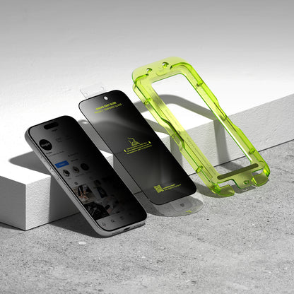 Folie de protectie Ecran Privacy Ringke Easy Slide pentru Apple iPhone 18 Pro, Sticla Securizata, Full Glue, Set 2 bucati