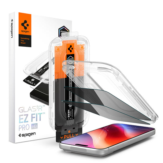Folie de protectie Ecran Privacy Spigen GlastR EZ FIT Pro HD pentru Apple iPhone 18 Pro Max, Sticla Securizata, Full Glue, Set 2 bucati AGL12033