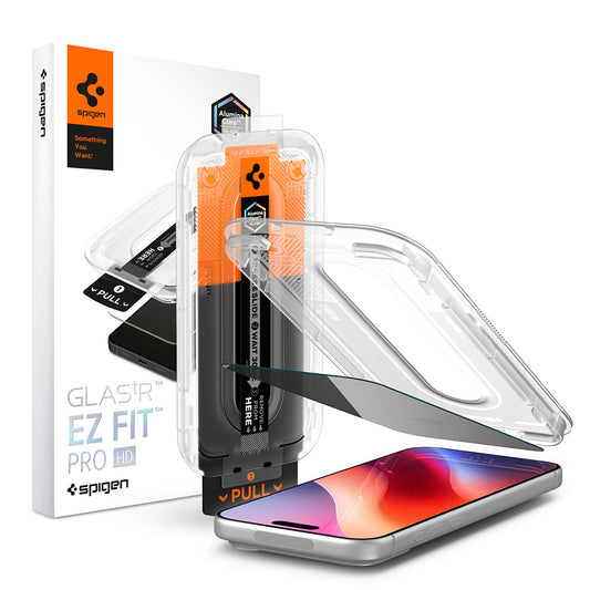 Folie de protectie Ecran Privacy Spigen GlastR EZ FIT Pro HD pentru Apple iPhone 18 Pro, Sticla Securizata, Full Glue AGL12028