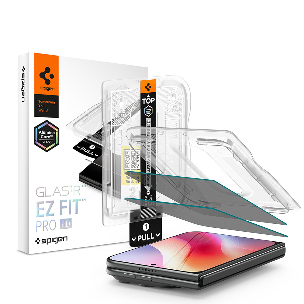 Folie de protectie Ecran Privacy Spigen GlastR EZ FIT Pro HD pentru Apple iPhone Duo, Sticla Securizata, Full Glue, Set 2 bucati AGL12015