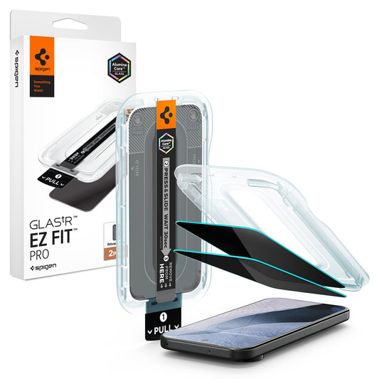 Folie de protectie Ecran Privacy Spigen GlastR EZ FIT Pro pentru Google Pixel 11 Pro / 10 Pro, Sticla Securizata, Full Glue, Set 2 bucati AGL11481