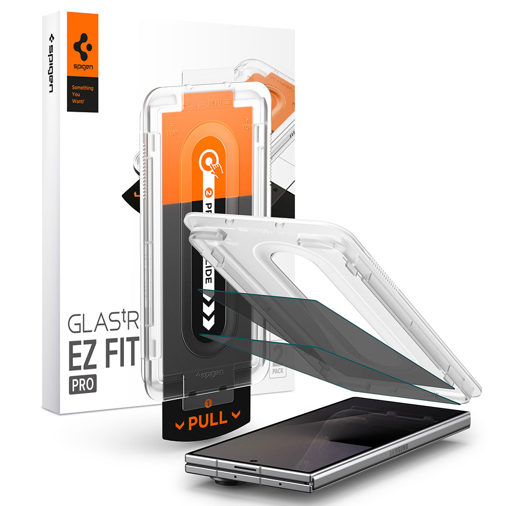 Folie de protectie Ecran Exterior Privacy Spigen GlastR EZ FIT Pro pentru Samsung Galaxy Z Fold8 Ultra F976 , Sticla Securizata, Full Glue, Set 2 bucati