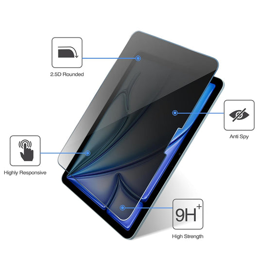 Folie de protectie Ecran Privacy Techsuit ArmorGlass CrystalHD pentru Apple iPad Air 11 (2026), Sticla Securizata, Full Glue, Set 2 bucati