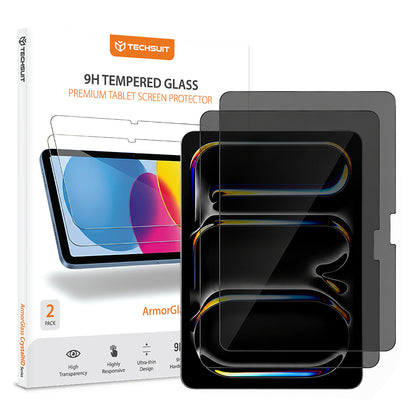 Folie de protectie Ecran Privacy Techsuit ArmorGlass CrystalHD pentru Apple iPad Air 13 (2026), Sticla Securizata, Full Glue, Set 2 bucati