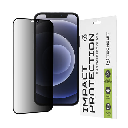 Folie de protectie Ecran Privacy Techsuit pentru Apple iPhone 12 / 12 Pro, Sticla Securizata, Full Glue, 111D