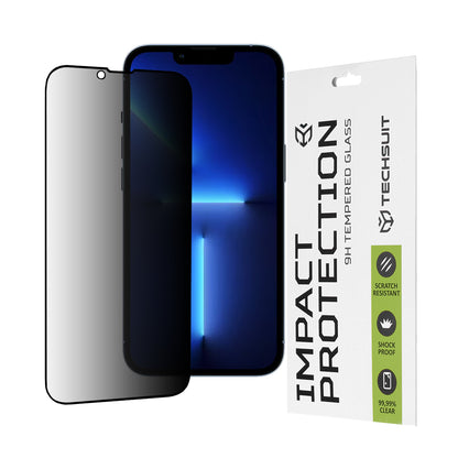 Folie de protectie Ecran Privacy Techsuit pentru Apple iPhone 14 Plus / 13 Pro Max, Sticla Securizata, Full Glue, 111D