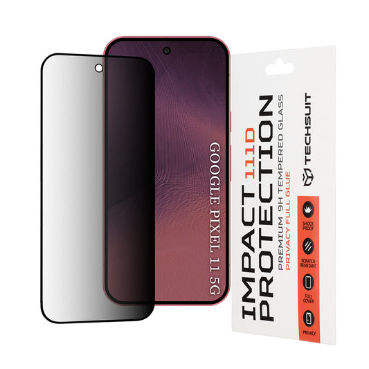Folie de protectie Ecran Privacy Techsuit pentru Google Pixel 11 Pro / 11, Sticla Securizata, Full Glue, 111D