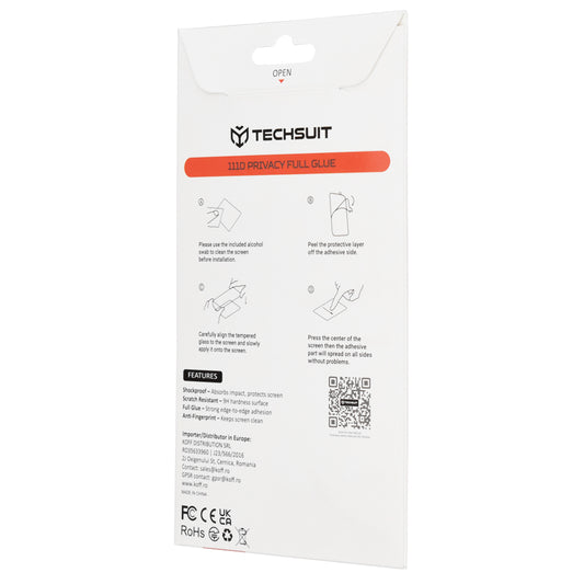 Folie de protectie Ecran Privacy Techsuit pentru Honor Magic8 Lite, Sticla Securizata, 111D