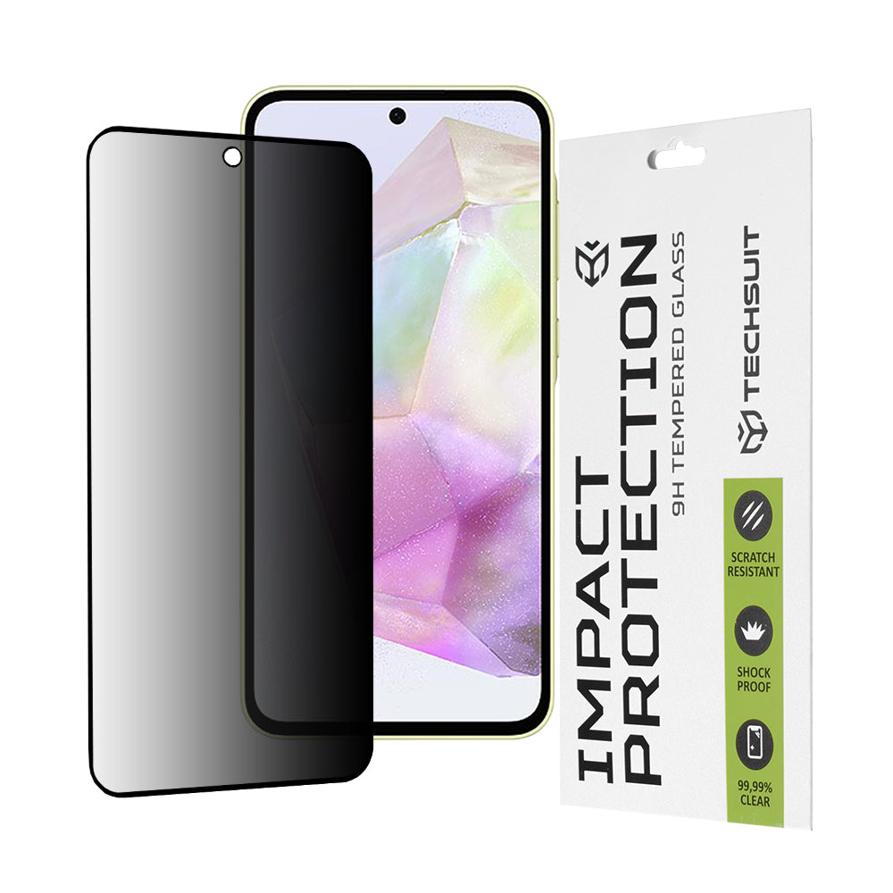 Folie de protectie Ecran Privacy Techsuit pentru Samsung Galaxy M56 M566 / M35 / A55 5G A556 / A35 5G A356, Sticla Securizata, Full Glue, 111D