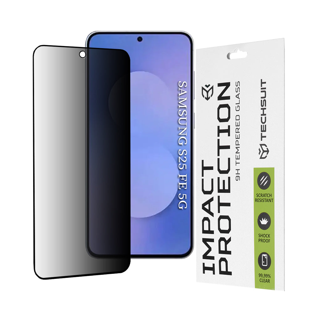 Folie de protectie Ecran Privacy Techsuit pentru Samsung Galaxy S25 FE, Sticla Securizata, Full Glue, 111D