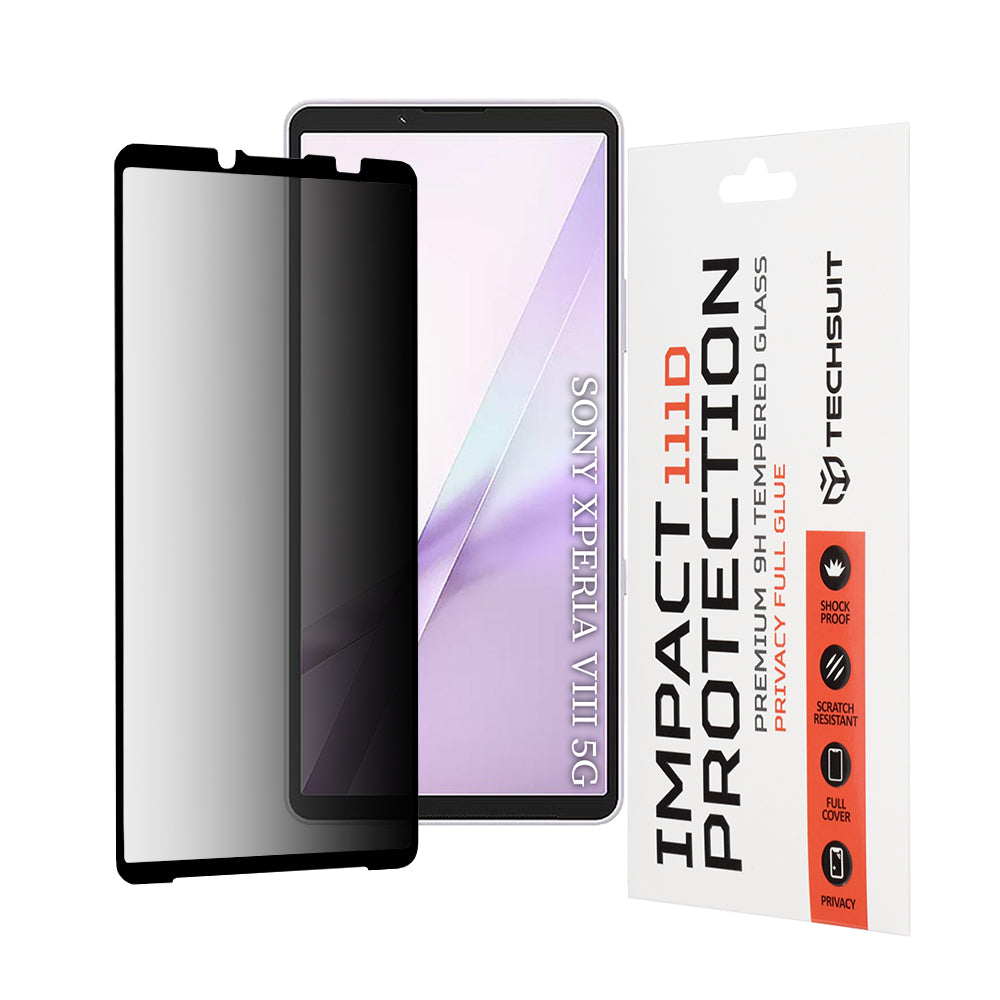Folie de protectie Ecran Privacy Techsuit pentru Sony Xperia 10 VIII, Sticla Securizata, Full Glue, 111D