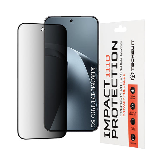 Folie de protectie Ecran Privacy Techsuit pentru Xiaomi 17T Pro, Sticla Securizata, Full Glue, 111D