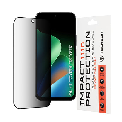 Folie de protectie Ecran Privacy Techsuit pentru Xiaomi Redmi 17 5G / 17 4G, Sticla Securizata, Full Glue, 111D