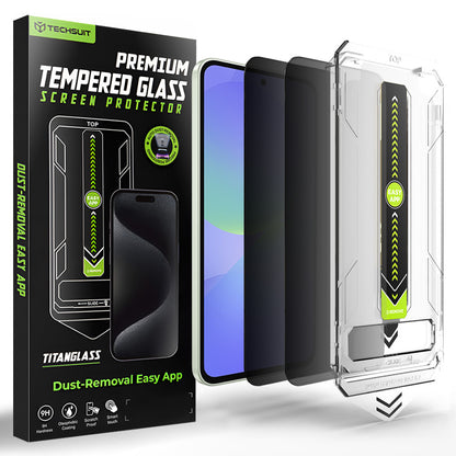 Folie de protectie Ecran Privacy Techsuit TitanGlass CrystalHD pentru Samsung Galaxy A37 5G / A36 A366, Sticla Securizata, Full Glue, Set 2 bucati