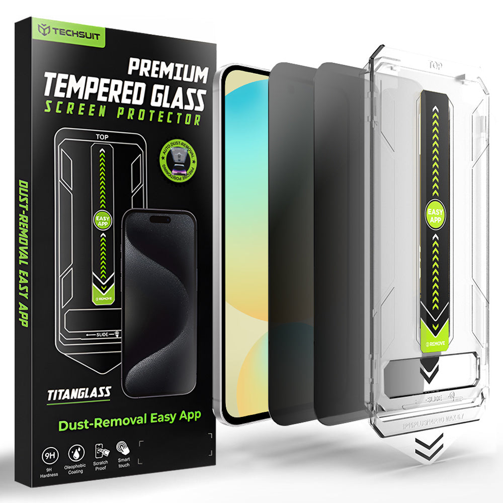 Folie de protectie Ecran Privacy Techsuit TitanGlass CrystalHD pentru Samsung Galaxy S24 FE S721, Sticla Securizata, Full Glue, Set 2 bucati