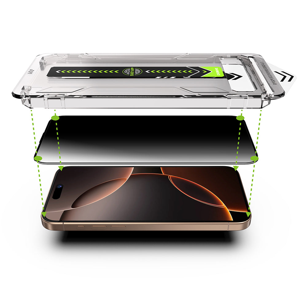 Folie de protectie Ecran Privacy Techsuit TitanGlass pentru Apple iPhone 17 / 16 Pro, Sticla Securizata, Full Glue, Set 2 bucati