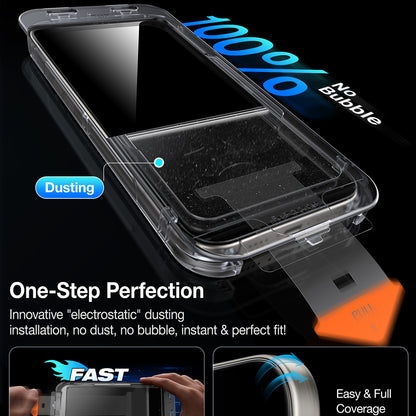 Folie de protectie Ecran Privacy Torras GlassGo Install Master pentru Apple iPhone 16 Plus, Sticla Securizata, Full Glue