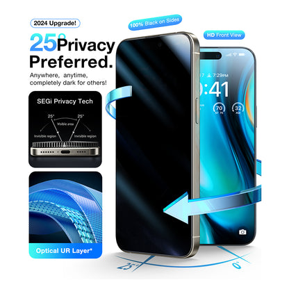 Folie de protectie Ecran Privacy Torras GlassGo Install Master pentru Apple iPhone 16, Sticla Securizata, Full Glue