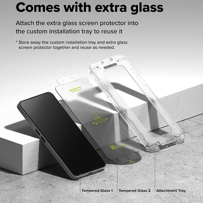 Folie de protectie Ecran Ringke Easy Slide pentru Nothing Phone (3a) / Phone (3a) Pro, Sticla Securizata, Full Glue, Set 2 bucati