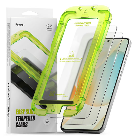 Folie de protectie Ecran Ringke Easy Slide pentru Samsung Galaxy A57 5G, Sticla Securizata, Full Glue, Set 2 bucati