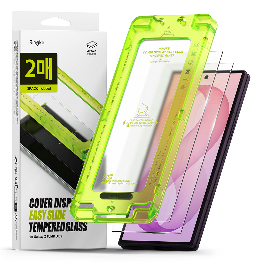 Folie de protectie Ecran Exterior Ringke Easy Slide pentru Samsung Galaxy Z Fold8 Ultra F976, Sticla Securizata, Full Glue, Set 2 bucati