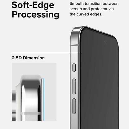 Folie de protectie Ecran Ringke pentru Apple iPhone 15 Pro, Sticla Securizata, Full Glue, Neagra