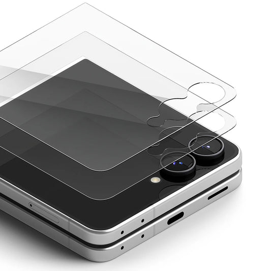 Folie de protectie Ecran Exterior Ringke Pro pentru Samsung Galaxy Z Flip8 F776, Sticla Securizata, Full Glue, Set 2 bucati