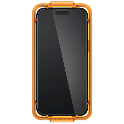 Folie de protectie Ecran Spigen GlastR Align Master pentru Apple iPhone 15, Sticla Securizata, Full Glue, Set 2 bucati, Neagra AGL06906