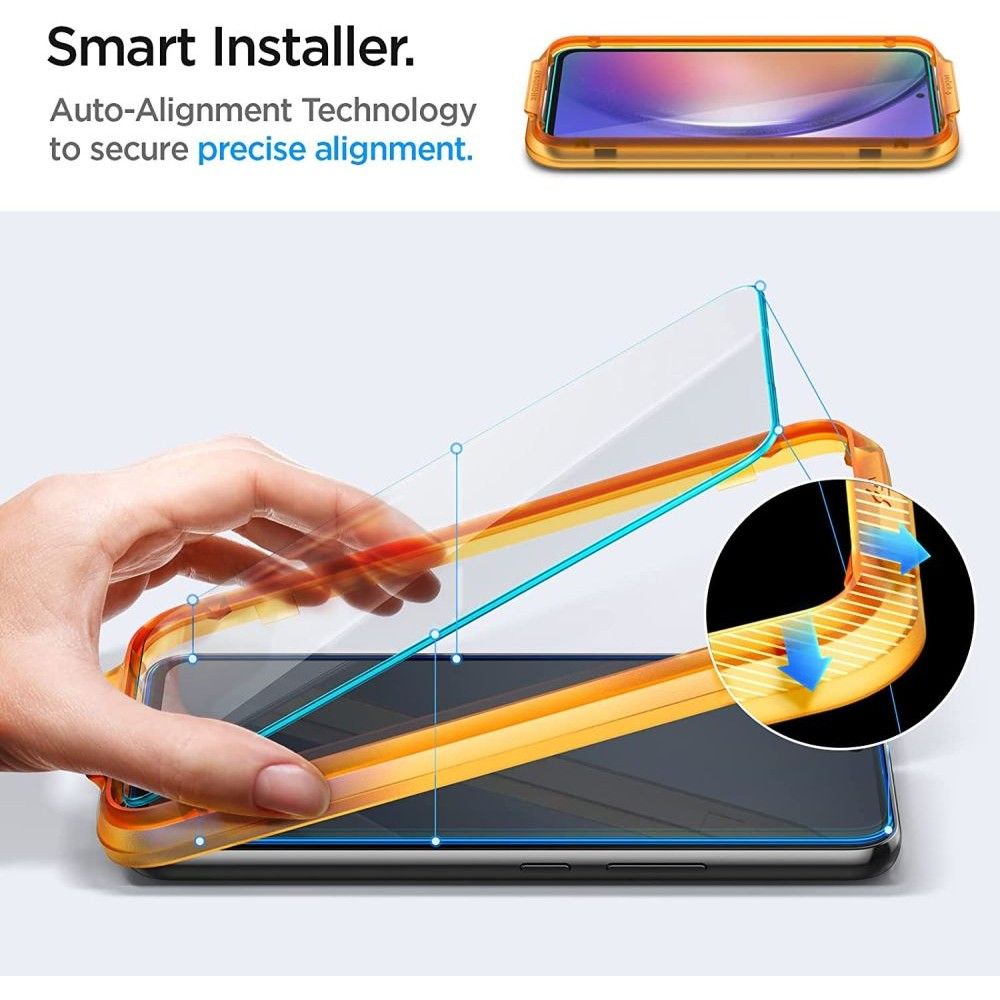 Folie de protectie Ecran Spigen GlastR Align Master pentru Samsung Galaxy A54 A546, Sticla Securizata, Full Glue, Set 2 bucati AGL05966