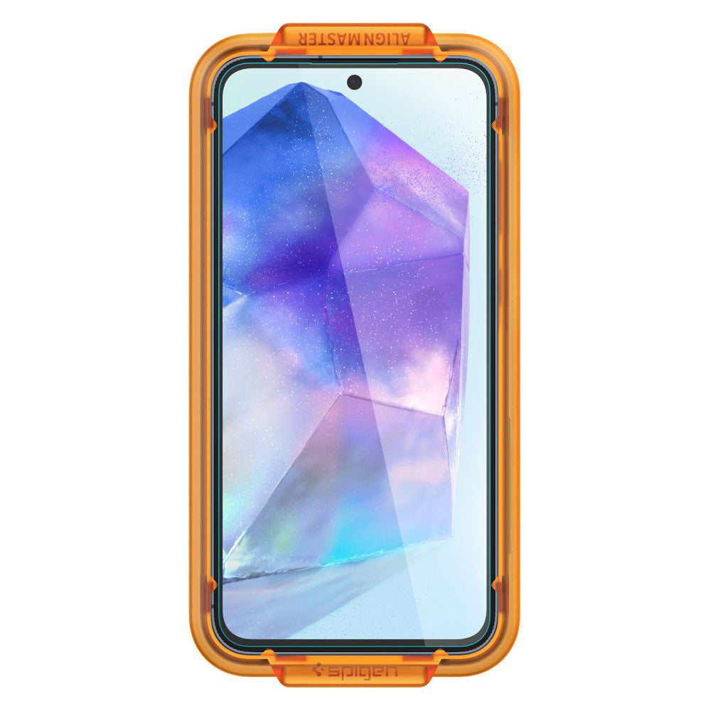 Folie de protectie Ecran Spigen GlastR Align Master pentru Samsung Galaxy A55 5G A556, Sticla Securizata, Full Glue, Set 2 bucati AGL07775