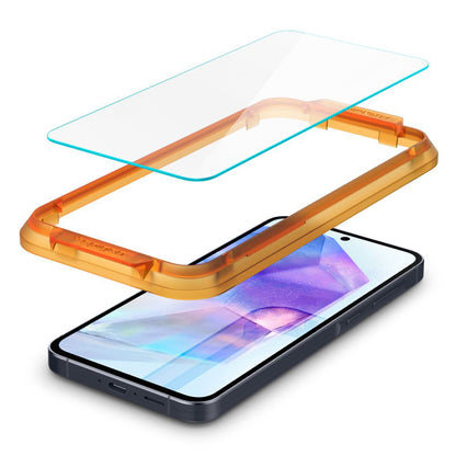 Folie de protectie Ecran Spigen GlastR Align Master pentru Samsung Galaxy A55 5G A556, Sticla Securizata, Full Glue, Set 2 bucati AGL07775