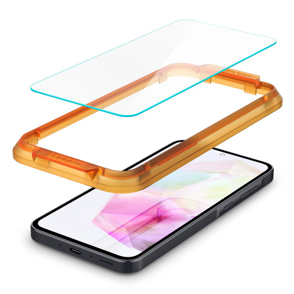 Folie de protectie Ecran Spigen GlastR Align Master pentru Samsung Galaxy M35 / A35 5G A356, Sticla Securizata, Full Glue, Set 2 bucati AGL07772