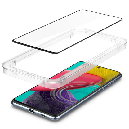 Folie de protectie Ecran Spigen GlastR Align Master pentru Samsung Galaxy M53 M536, Sticla Securizata, Full Glue, Neagra