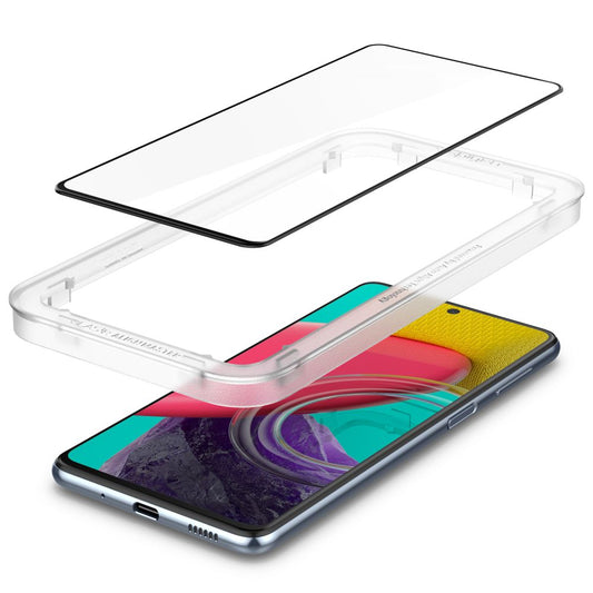 Folie de protectie Ecran Spigen GlastR Align Master pentru Samsung Galaxy M53 M536, Sticla Securizata, Full Glue, Neagra