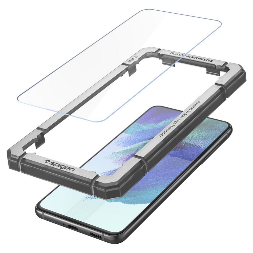 Folie de protectie Ecran Spigen GlastR Align Master pentru Samsung Galaxy S21 FE 5G G990, Sticla Securizata, Full Glue, Set 2 bucati AGL03088