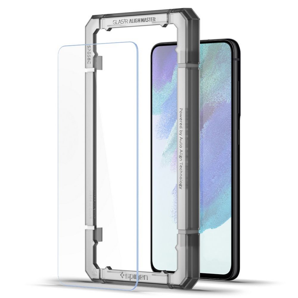 Folie de protectie Ecran Spigen GlastR Align Master pentru Samsung Galaxy S21 FE 5G G990, Sticla Securizata, Full Glue, Set 2 bucati AGL03088