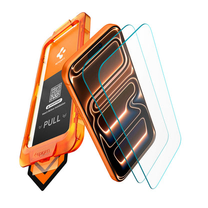 Folie de protectie Ecran Spigen GlastR AlignMaster S pentru Apple iPhone 18 Pro Max / 17 Pro Max, Sticla Securizata, Full Glue, Set 2 bucati AGL10101
