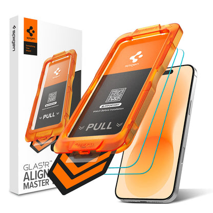 Folie de protectie Ecran Spigen GlastR AlignMaster S pentru Apple iPhone 18 Pro Max / 17 Pro Max, Sticla Securizata, Full Glue, Set 2 bucati AGL10101