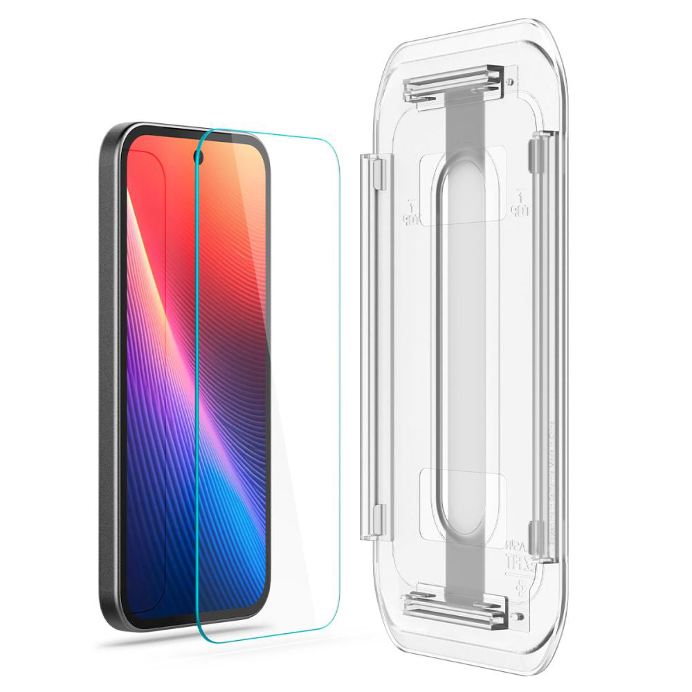 Folie de protectie Ecran Spigen GlastR EZ FIT pentru Google Pixel 9a, Sticla Securizata, Full Glue, Set 2 bucati AGL08938