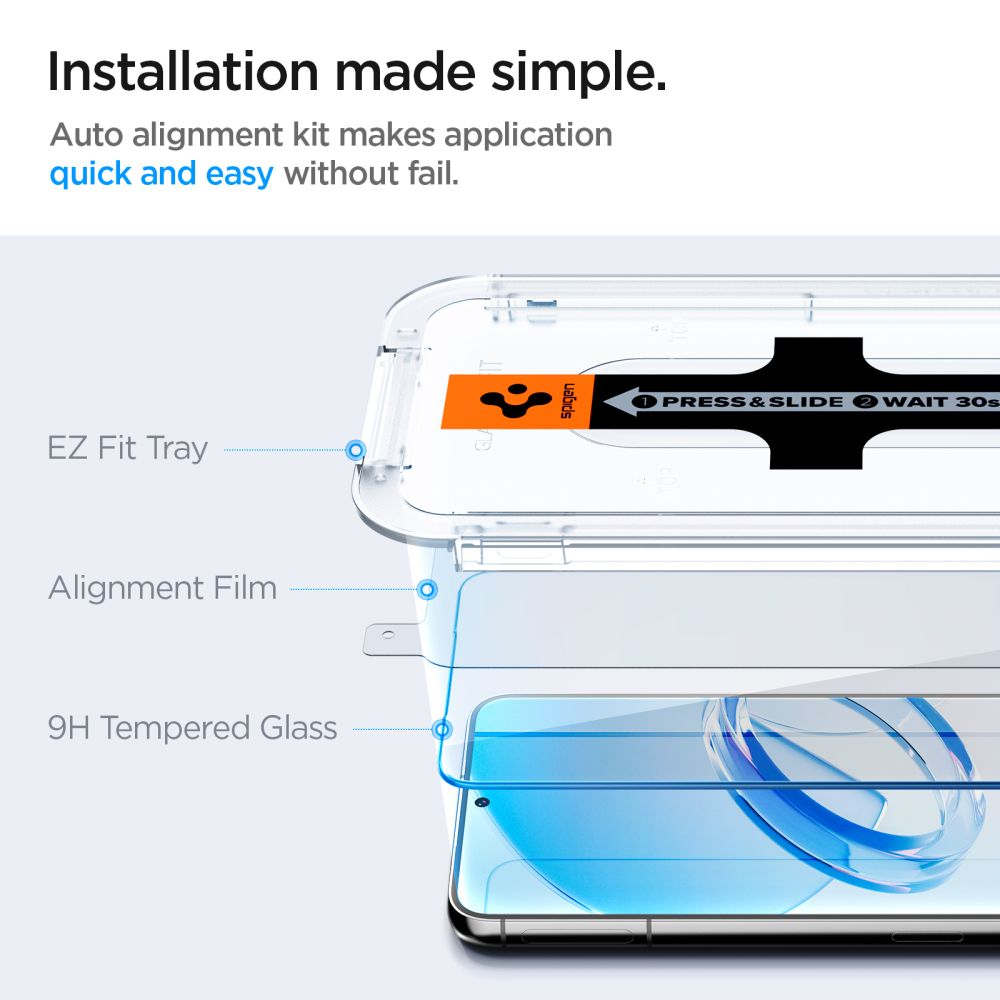 Folie de protectie Ecran Spigen GlastR EZ FIT pentru Samsung Galaxy S23 S911, Sticla Securizata, Full Glue, Set 2 bucati AGL05958