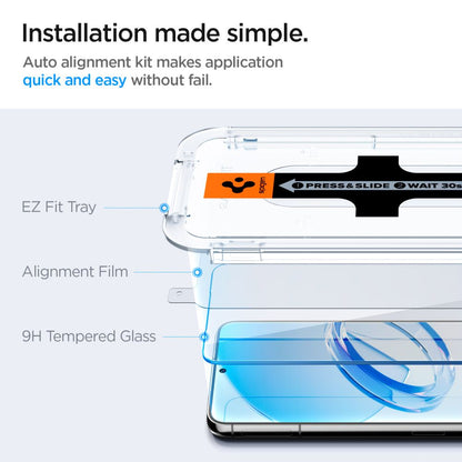 Folie de protectie Ecran Spigen GlastR EZ FIT pentru Samsung Galaxy S23 S911, Sticla Securizata, Full Glue, Set 2 bucati AGL05958