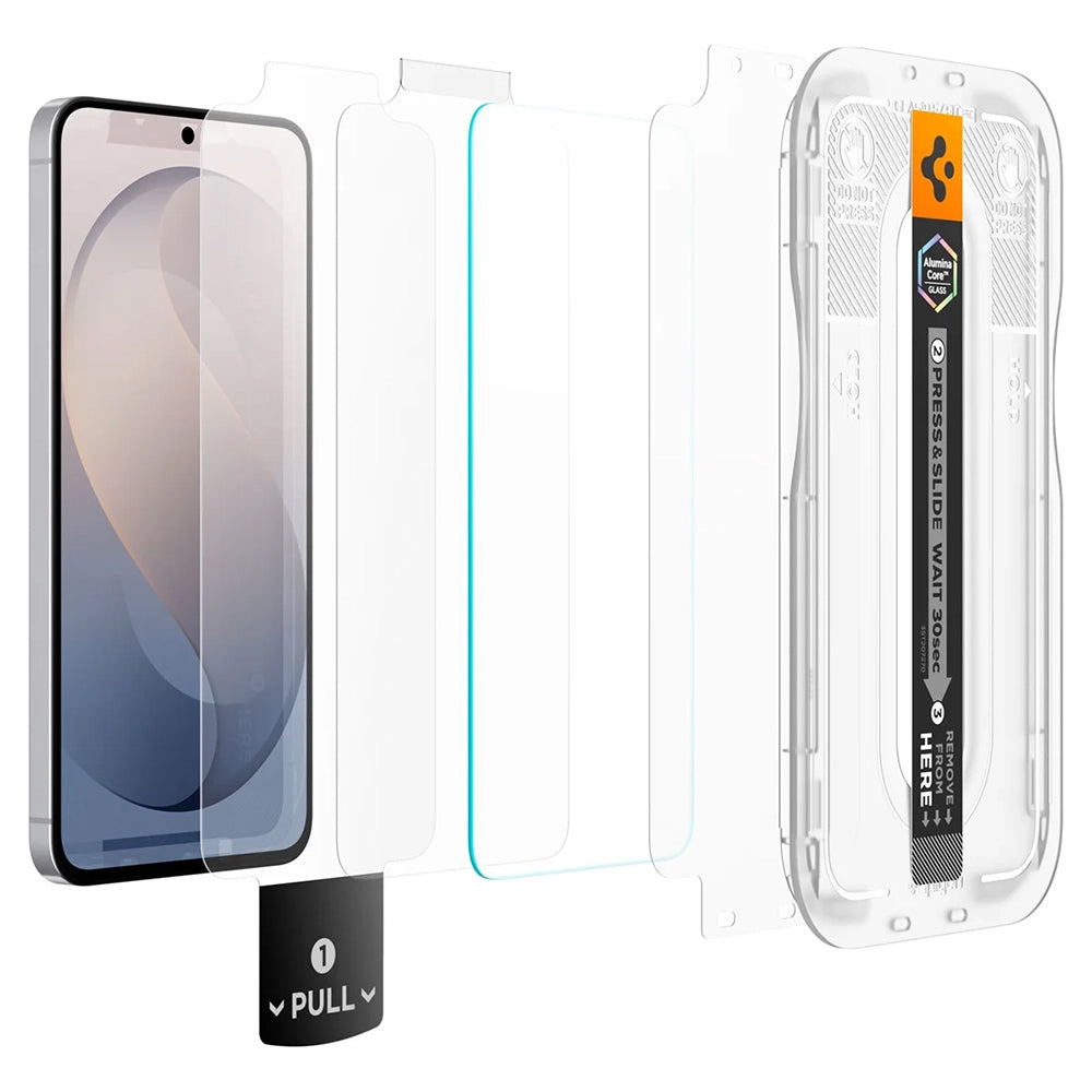 Folie de protectie Ecran Spigen GlastR EZ FIT Pro HD pentru Samsung Galaxy S26 FE S741, Sticla Securizata, Full Glue, Set 2 bucati AGL11811