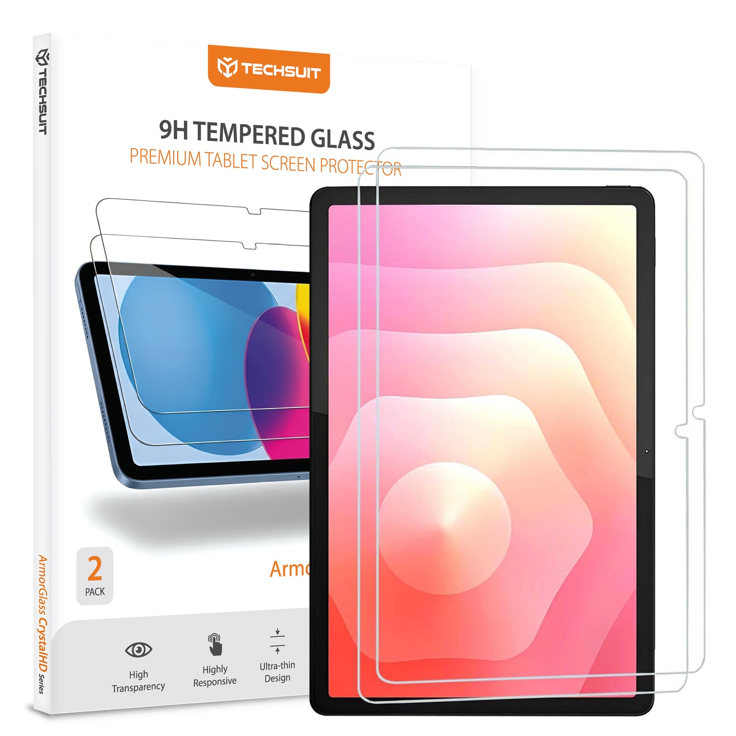 Folie de protectie Ecran Techsuit ArmorGlass CrystalHD pentru Samsung Galaxy Tab S11, Sticla Securizata, Full Glue, Set 2 bucati