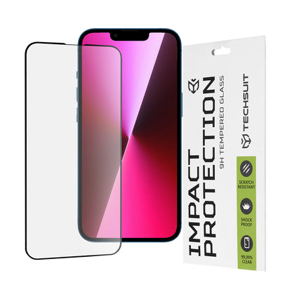 Folie de protectie Ecran Techsuit M2 pentru Apple iPhone 17e / 16e / 14 / 13 Pro, Sticla Securizata, Full Glue, 111D, Neagra