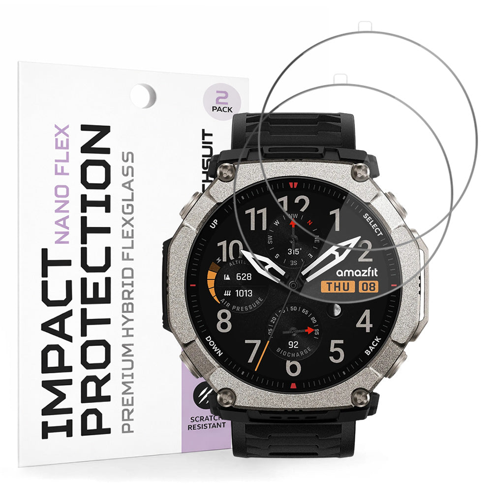 Folie de protectie Ecran Techsuit Nano Flex pentru Amazfit T-Rex Ultra 2, Plastic, Set 2 bucati, Neagra