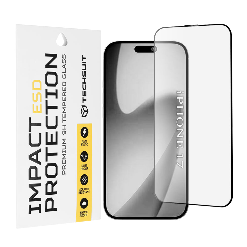 Folie de protectie Ecran Techsuit pentru Apple iPhone 17, Sticla Securizata, Full Glue, Neagra