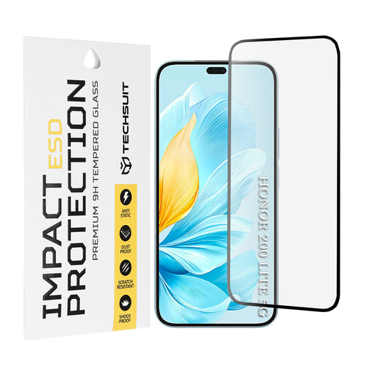 Folie de protectie Ecran Techsuit pentru Honor 200 Lite, Sticla Securizata, Full Glue, Neagra