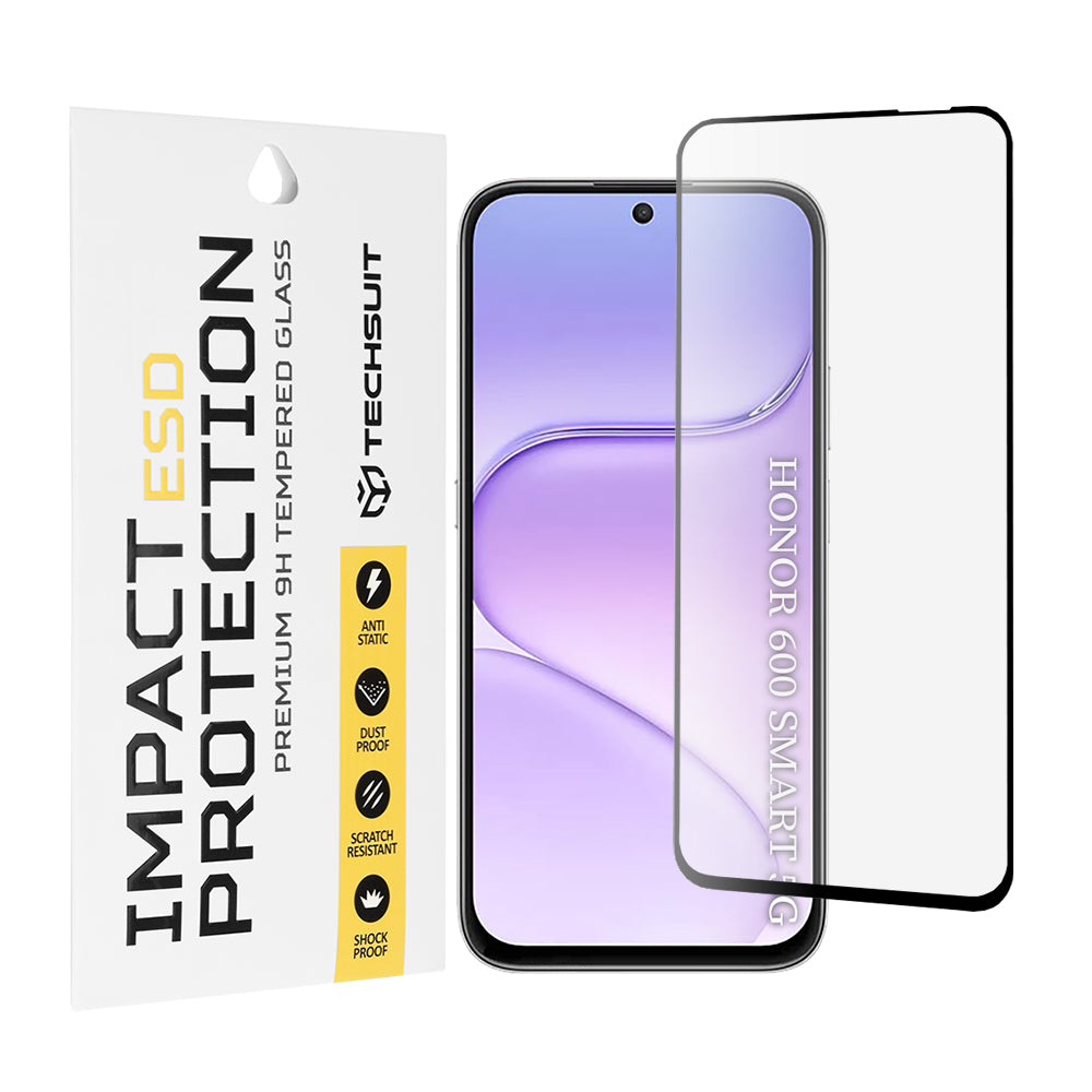 Folie de protectie Ecran Techsuit pentru Honor 600 Smart, Sticla Securizata, Full Glue, Neagra